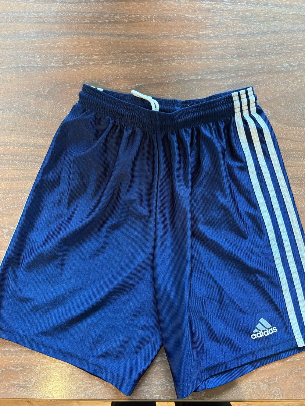 adidas Boyd Navy Athletic Shorts with White 3-Stripes-Size L